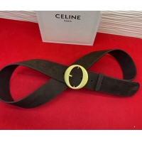 Best Product Celine Twin Triomphe Belt 4.5x105cm with Round Buckle in Suede 6018 Dark Brown 2026
