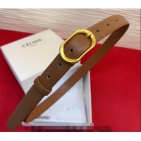 Chic Small Celine Triomphe Medium Belt 2.5cm with Pin Buckle in Calfskin Leather CE031601 Tan Brown 2026