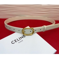 Best Grade Celine Triomphe Medium Belt 2.5cm with Pin Buckle in Calfskin Leather CE031601 White 2026