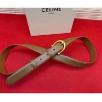 Original Cheap Celine Triomphe Medium Belt 2.5cm with Pin Buckle in Calfskin Leather CE031602 Tan Brown 2026