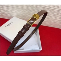 Low Cost Celine Shiny Calfskin Leather Belt 1.8cm with Pin Buckle CE031603 Chocolate/Gold 2026