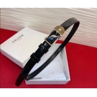 Original Cheap Celine Shiny Calfskin Leather Belt 1.8cm with Pin Buckle CE031603 Black/Silver 2026