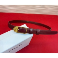 Best Product Celine Shiny Calfskin Leather Belt 1.8cm with Pin Buckle CE031603 Dark Burgundy/Gold 2026