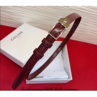 Buy Classic Celine Shiny Calfskin Leather Belt 1.8cm with Pin Buckle CE031603 Dark Burgundy/Silver 2026