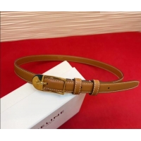 Fashion Luxury Celine Shiny Calfskin Leather Belt 1.8cm with Pin Buckle CE031603 Tan Brown/Gold 2026