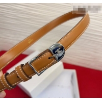Top Design Celine Shiny Calfskin Leather Belt 1.8cm with Pin Buckle CE031603 Tan Brown/Silver 2026