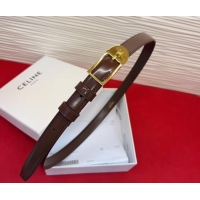 Most Popular Celine Shiny Calfskin Leather Belt 1.8cm with Pin Buckle CE031603 Dark Brown/Gold 2026