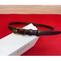 Most Popular Celine Shiny Calfskin Leather Belt 1.8cm with Pin Buckle CE031603 Dark Brown/Gold 2026