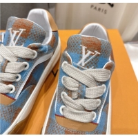 Shop Duplicate Louis Vuitton LV Tilted Sneakers in Damier Canvas Light Blue 2026 1AJTJ9