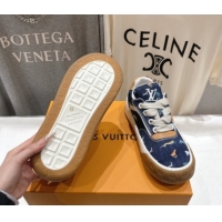 Unique Style Louis Vuitton LV x The Darjeeling Limited Tilted Sneakers in Blue Embroidered Denim 0303092