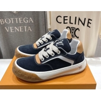 Top Grade Louis Vuitton LV Tilted Sneakers in Suede Navy Blue 2026 1AJTJ9