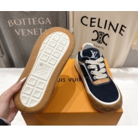 Top Grade Louis Vuitton LV Tilted Sneakers in Suede Navy Blue 2026 1AJTJ9