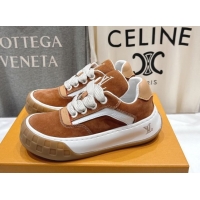 Top Design Louis Vuitton LV Tilted Sneakers in Suede Camel 2026 1AJTJ9