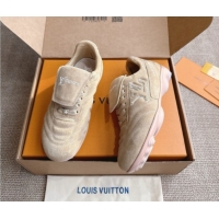 Durable Louis Vuitton LV Footprint Soccer Sneakers in Suede Beige 2025 0303101