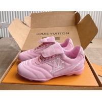 Discount Louis Vuitton LV Footprint Soccer Sneakers in Suede Pink 2025 0303102
