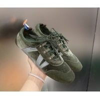 Duplicate Louis Vuitton LV Sneakerina Sneakers in Velvet with Silver-Tone LV Initials Green 2026 0303107