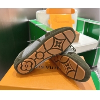 Duplicate Louis Vuitton LV Sneakerina Sneakers in Velvet with Silver-Tone LV Initials Green 2026 0303107