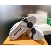 Fashion Louis Vuitton Men's LV Trainer Sneakers in Calfskin Leather White/Blue 2026 0303108