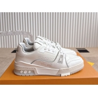 Unique Style Louis Vuitton LV Trainer Sneakers in Grained Leather White 2 2026 1A8WAZ 0303117