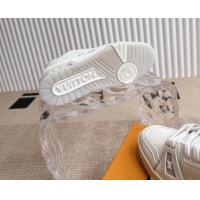 Unique Style Louis Vuitton LV Trainer Sneakers in Grained Leather White 2 2026 1A8WAZ 0303117