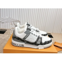Low Cost Louis Vuitton LV Trainer Sneakers in Monogram Denim and Grained Leather White/Grey 2026 1A9JGF 0303119