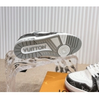 Low Cost Louis Vuitton LV Trainer Sneakers in Monogram Denim and Grained Leather White/Grey 2026 1A9JGF 0303119