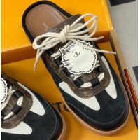 Grade Quality Louis Vuitton Lous Open Back Sneaker Mules in Canvas Black 2026 1AICF5