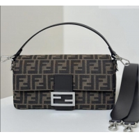 Luxury Cheap Fendi Baguette Bag in Tobacco Brown FF Jacquard Fabric 8679 Brown/Silver 2026 Top