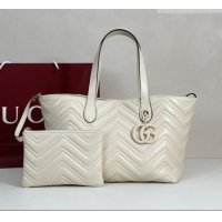 Buy Fashionable Gucci GG Marmont Medium Tote Bag in Matelassé Chevron Nappa Leather 855279 White 2026