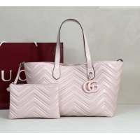 New Fashion Gucci GG Marmont Medium Tote Bag in Matelassé Chevron Nappa Leather 855279 Pink 2026