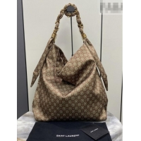 Top Grade Saint Laurent Amalia Bag in Print Fabric with Chain 834750 Brown 2026