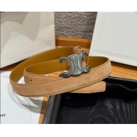 Best Product Celine Triomphe Medium Belt 2.5cm in Suede CE031603 Beige/Silver 2026