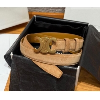 Trendy Design Celine Triomphe Medium Belt 2.5cm in Suede CE031603 Beige/Gold 2026
