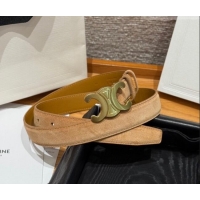 Trendy Design Celine Triomphe Medium Belt 2.5cm in Suede CE031603 Beige/Gold 2026