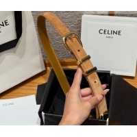 Best Product Celine Triomphe Medium Belt 2.5cm with Pin Buckle in Suede CE031604 Beige/Gold 2026