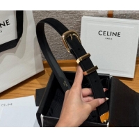 Grade Quality Celine Triomphe Medium Belt 2.5cm with Pin Buckle in Suede CE031604 Black/Gold 2026