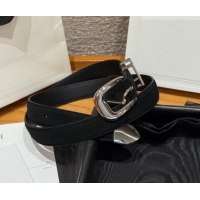 Best Price Celine Triomphe Medium Belt 2.5cm with Pin Buckle in Suede CE031604 Black/Silver 2026