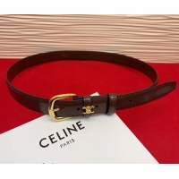 Top Grade Celine Elegant Charm Triomphe Belt 2.5cm with Gold-Tone Pin Buckle in Shiny Leather 16052 Chocolate 2026