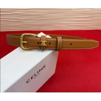 Cheapest Celine Elegant Charm Triomphe Belt 2.5cm with Gold-Tone Pin Buckle in Calfskin Leather 16052 Tan Brown 2026