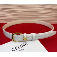 Market Sells Celine Elegant Charm Triomphe Belt 2.5cm with Gold-Tone Pin Buckle in Shiny Leather 16052 White 2026