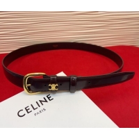 Best Product Celine Elegant Charm Triomphe Belt 2.5cm with Gold-Tone Pin Buckle in Shiny Leather 16052 Dark Brown 2026