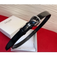 New Cheap Celine Elegant Charm Triomphe Belt 2.5cm with Silver-Tone Pin Buckle in Shiny Leather 16052 Black 2026