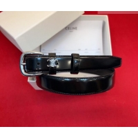 New Cheap Celine Elegant Charm Triomphe Belt 2.5cm with Silver-Tone Pin Buckle in Shiny Leather 16052 Black 2026