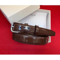 Chic Discount Celine Elegant Charm Triomphe Belt 2.5cm with Gold-Tone Pin Buckle in Shiny Leather 16052 Chocolate 2026