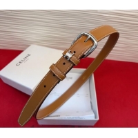 Inexpensive Celine Elegant Charm Triomphe Belt 2.5cm with Silver-Tone Pin Buckle in Shiny Leather 16052 Tan Brown 2026