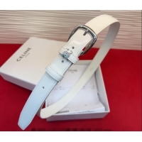 Low Cost Celine Elegant Charm Triomphe Belt 2.5cm with Silver-Tone Pin Buckle in Shiny Leather 16052 White 2026