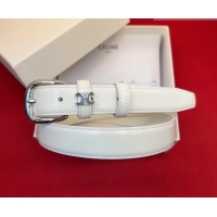 Low Cost Celine Elegant Charm Triomphe Belt 2.5cm with Silver-Tone Pin Buckle in Shiny Leather 16052 White 2026