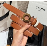Best Product Celine Disc Belt 2.5cm taurillon Leather B100L6ATZ White/Brown 2026