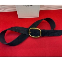 Discount Celine Twin Triomphe Belt 4.5x105cm with Pin Buckle in Suede CE031605 Black 2026