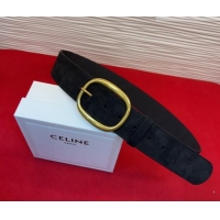 Discount Celine Twin Triomphe Belt 4.5x105cm with Pin Buckle in Suede CE031605 Black 2026